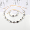 Rope Puka Shell Bracelet and Choker Set with Pearl End-Necklaces-Innovato Design-Silver White-Innovato Design