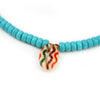 White and Blue Bead Choker with Painted Puka Shell Pendant-Necklaces-Innovato Design-Innovato Design