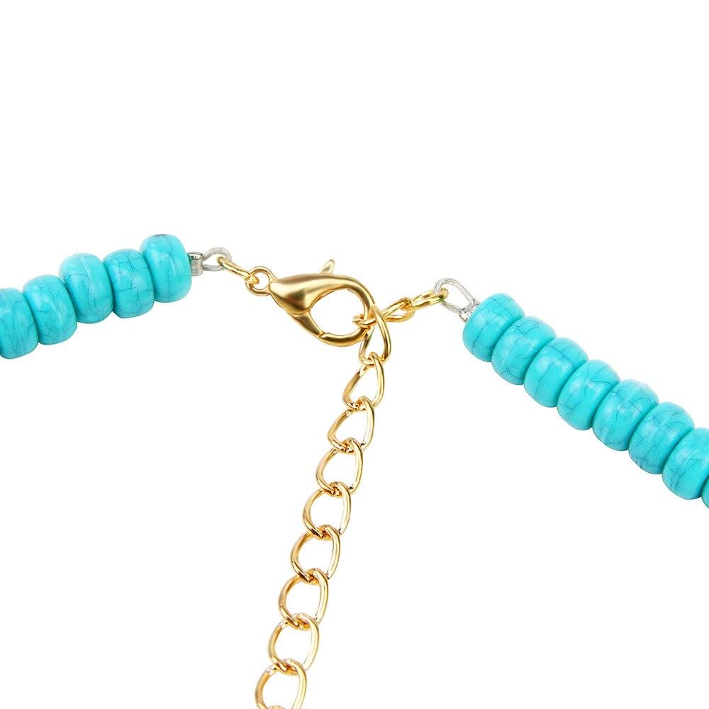 White and Blue Bead Choker with Painted Puka Shell Pendant-Necklaces-Innovato Design-Innovato Design