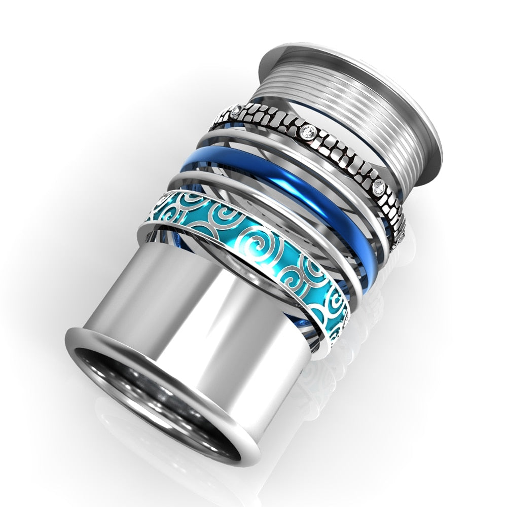 Women Stainless Steel, Aluminum Stackable, Rotatable, and Interchangeable Wedding Ring-Rings-Innovato Design-Green-6-Innovato Design