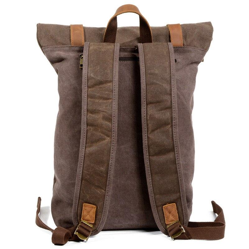 Luxury Canvas Leather Waterproof Backpack 20 Litre for Students-Canvas and Leather Backpack-Innovato Design-Army Green-Innovato Design