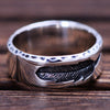 Feather 925 Sterling Silver Vintage Punk Rock Ring