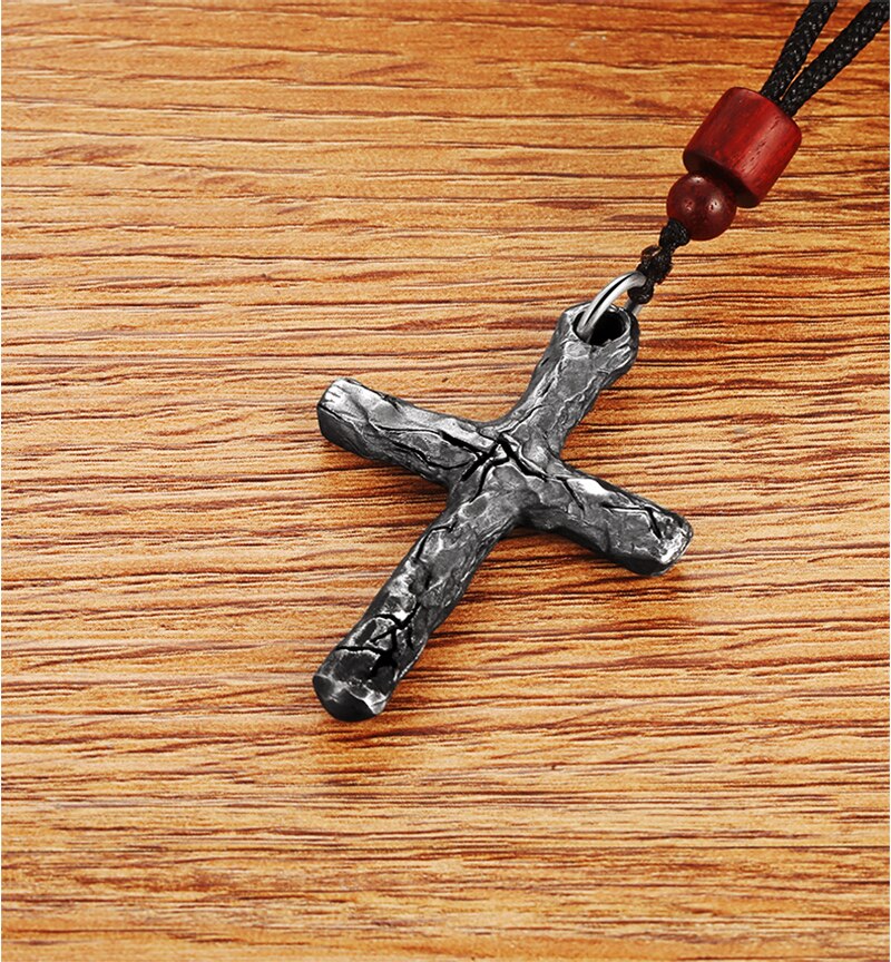 Crack Cross 925 Sterling Silver Vintage Punk Rock Biker Pendant Necklace-Gothic Necklaces-Innovato Design-1.57in-Innovato Design