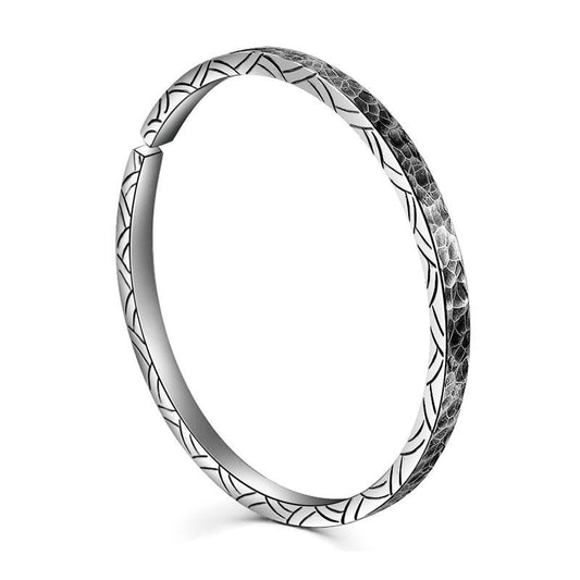 Hammer Pattern and Engraving 925 Sterling Silver Retro Biker Rock Bracelet-Bracelets-Innovato Design-Silver A-Innovato Design