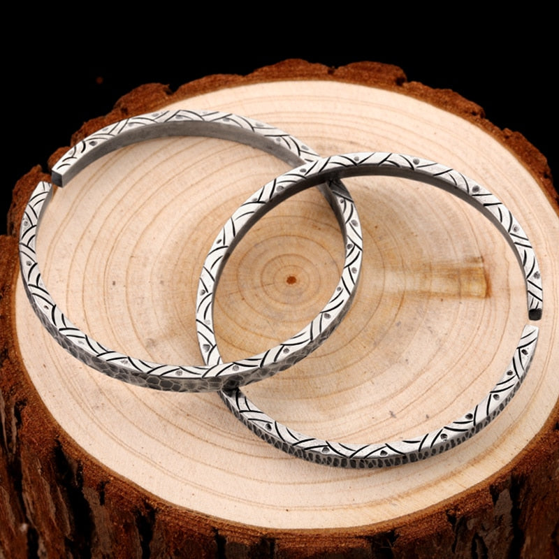 Hammer Pattern and Engraving 925 Sterling Silver Retro Biker Rock Bracelet-Bracelets-Innovato Design-Silver A-Innovato Design