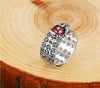 Brave Troops Lettering Red Cubic Zirconia 925 Sterling Silver Adjustable Ring-Rings-Innovato Design-Innovato Design