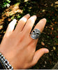 Gothic Sugar Skull 925 Sterling Silver Adjustable Handmade Ring-Gothic Rings-Innovato Design-Innovato Design