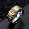 Two-Tone Cross Crystal Zirconia Titanium Punk Ring-Rings-Innovato Design-Gold-7-Innovato Design