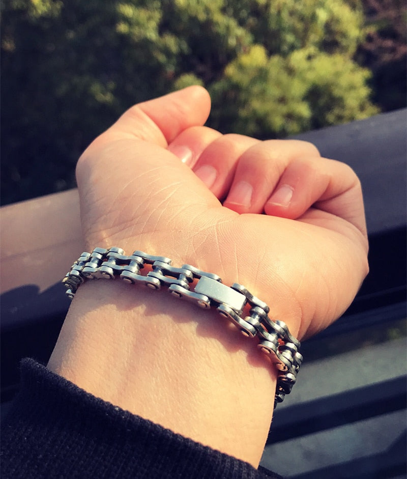 High Polished Link Chain 925 Sterling Silver Handmade Vintage Biker Bracelet-Bracelets-Innovato Design-Innovato Design