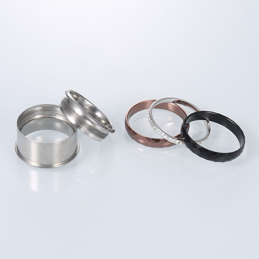 Cubic Zirconia Stainless Steel, Aluminum, and Stackable, Rotatable, and Interchangeable Wedding Ring-Rings-Innovato Design-6-Innovato Design