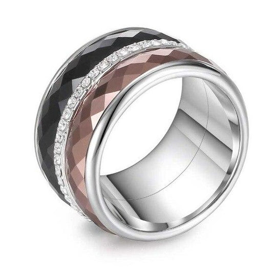 Cubic Zirconia Stainless Steel, Aluminum, and Stackable, Rotatable, and Interchangeable Wedding Ring-Rings-Innovato Design-6-Innovato Design