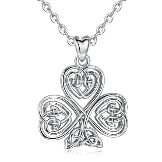 925 Sterling Silver Celtic Shamrock / Irish Clover Pendant Necklace-Necklaces-Innovato Design-Innovato Design