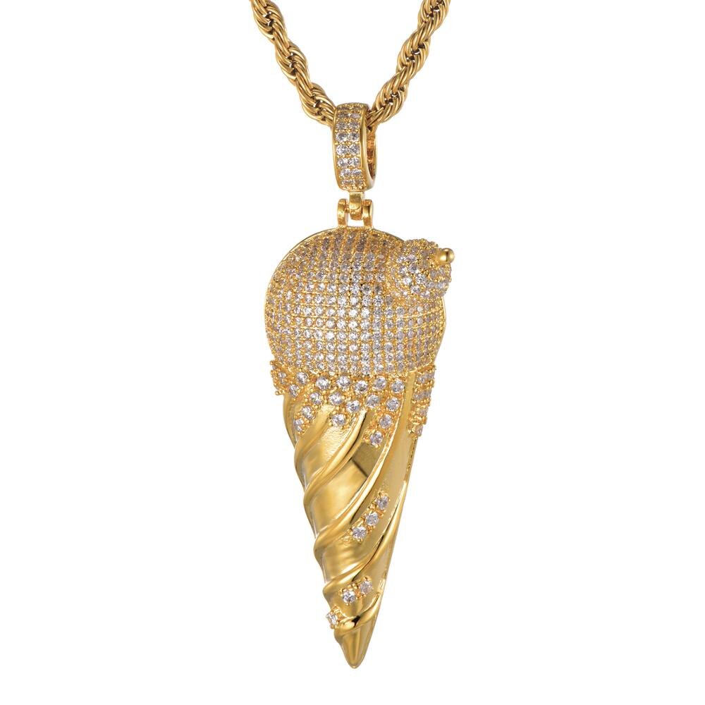 Cubic-Zirconia-Studded Ice Cream Bling Hip-hop Pendant Necklace-Necklaces-Innovato Design-Innovato Design
