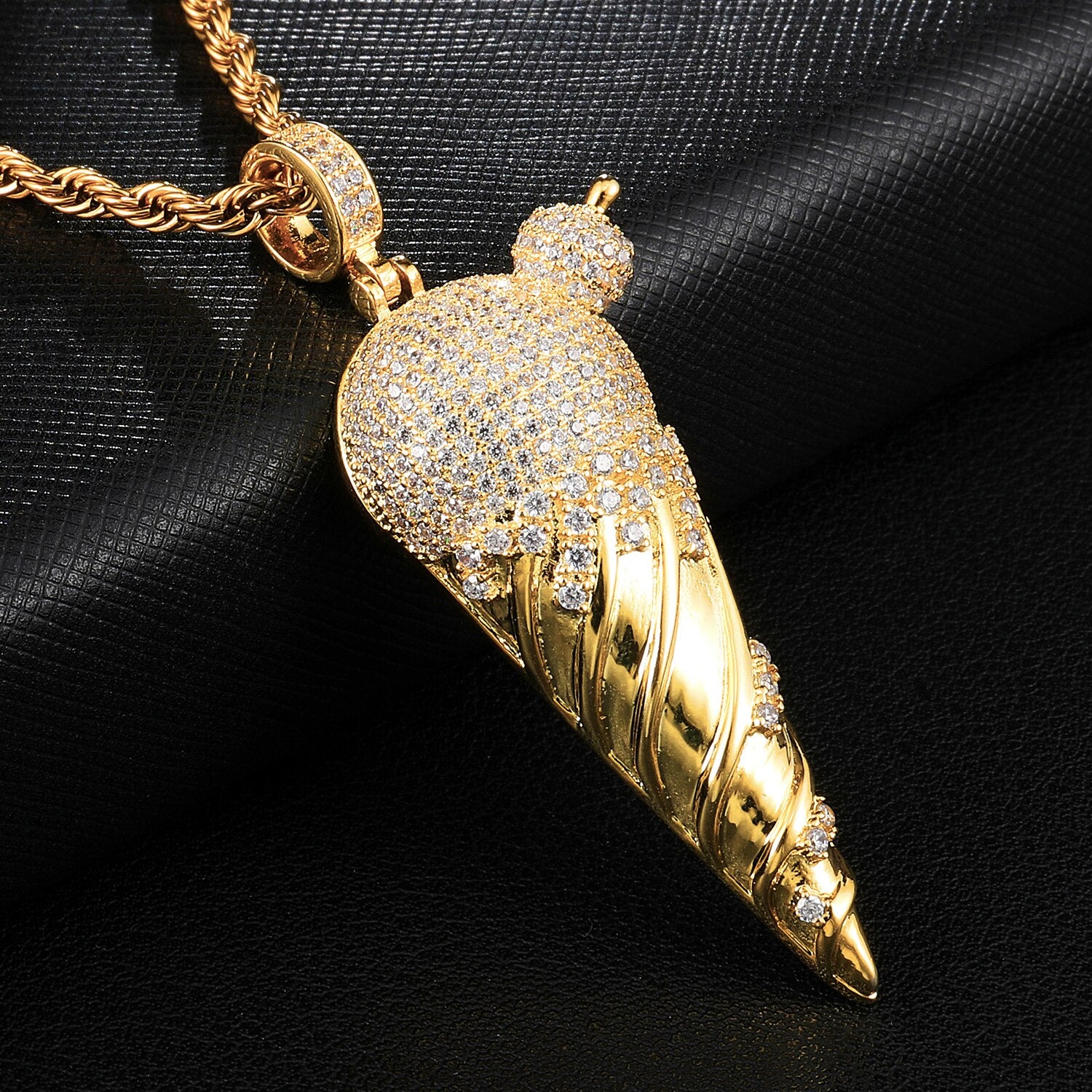 Cubic-Zirconia-Studded Ice Cream Bling Hip-hop Pendant Necklace-Necklaces-Innovato Design-Innovato Design
