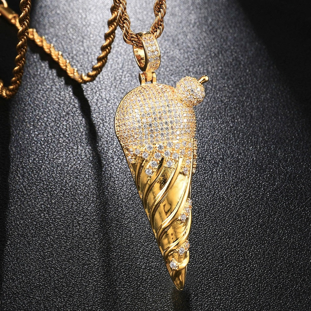 Cubic-Zirconia-Studded Ice Cream Bling Hip-hop Pendant Necklace-Necklaces-Innovato Design-Innovato Design