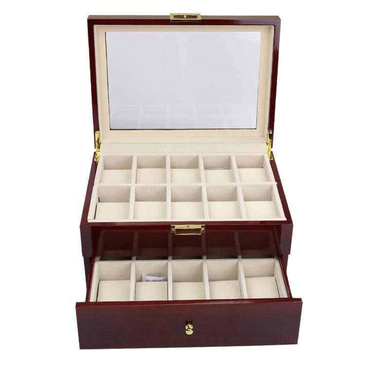 Dark Brown Wood Finish Watch Case Display 2 Layer Storage-Watch Box-Innovato Design-Innovato Design