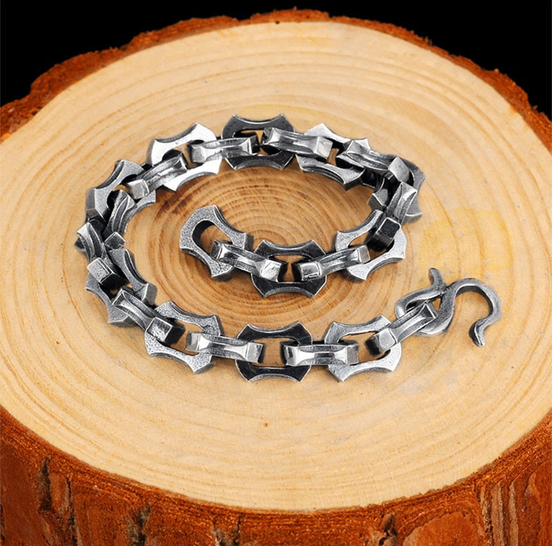 9mm Viking Heavy Chain Link 925 Sterling Silver Vintage Punk Biker Bracelet-Bracelets-Innovato Design-6.3in-Innovato Design