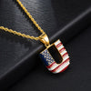 U-Shape American Flag Bling Stainless Steel Hip-hop Pendant Necklace