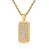 Micro-Paved Rhinestone-Studded Dog Tag Bling Rope Chain Stainless Steel Hip-hop Pendant Necklace