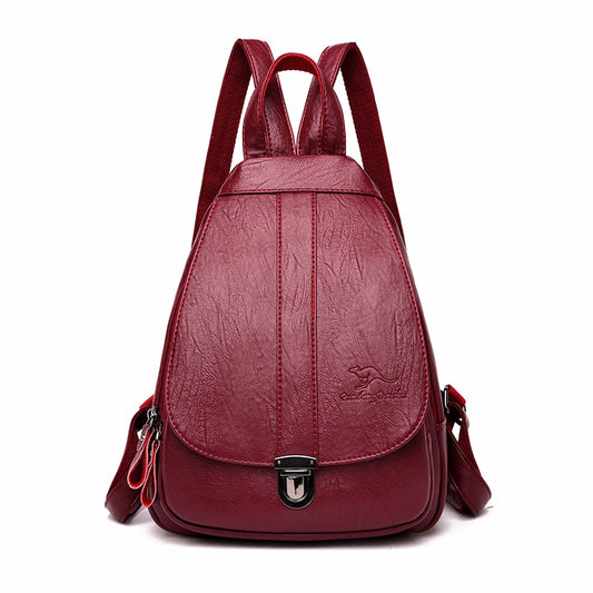 Vintage Casual Leather School Bag and Travel Backpack-Backpacks-Innovato Design-Red-Innovato Design