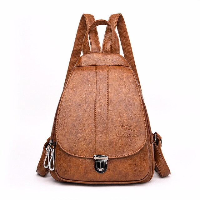 Vintage Casual Leather School Bag and Travel Backpack-Backpacks-Innovato Design-Brown-Innovato Design