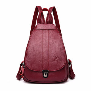 Vintage Casual Leather School Bag and Travel Backpack-Backpacks-Innovato Design-Red-Innovato Design