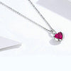 Big Red Guardian Heart Cubic Zirconia 925 Sterling Silver Pendant Necklace