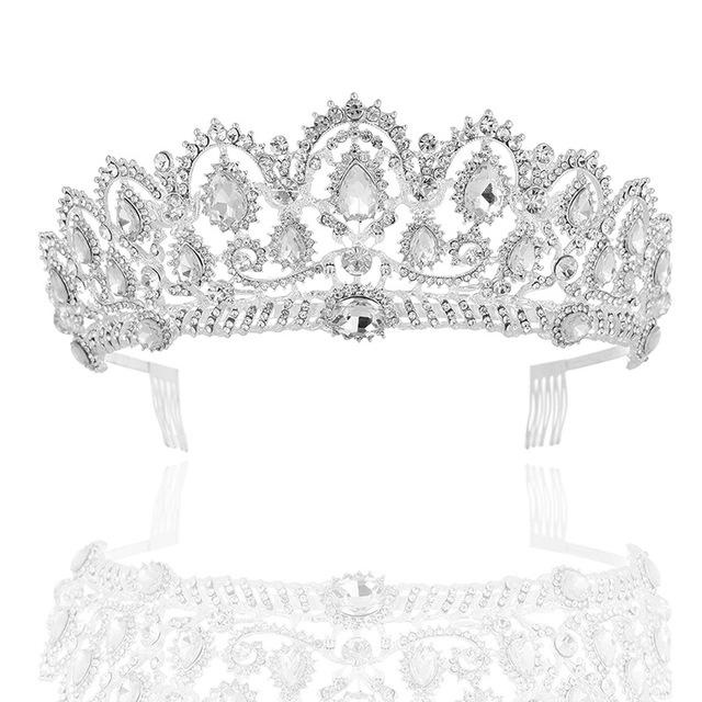 Luxury Vintage Queen & King Crown Hair Jewelry-Crowns-Innovato Design-Silver White-Innovato Design
