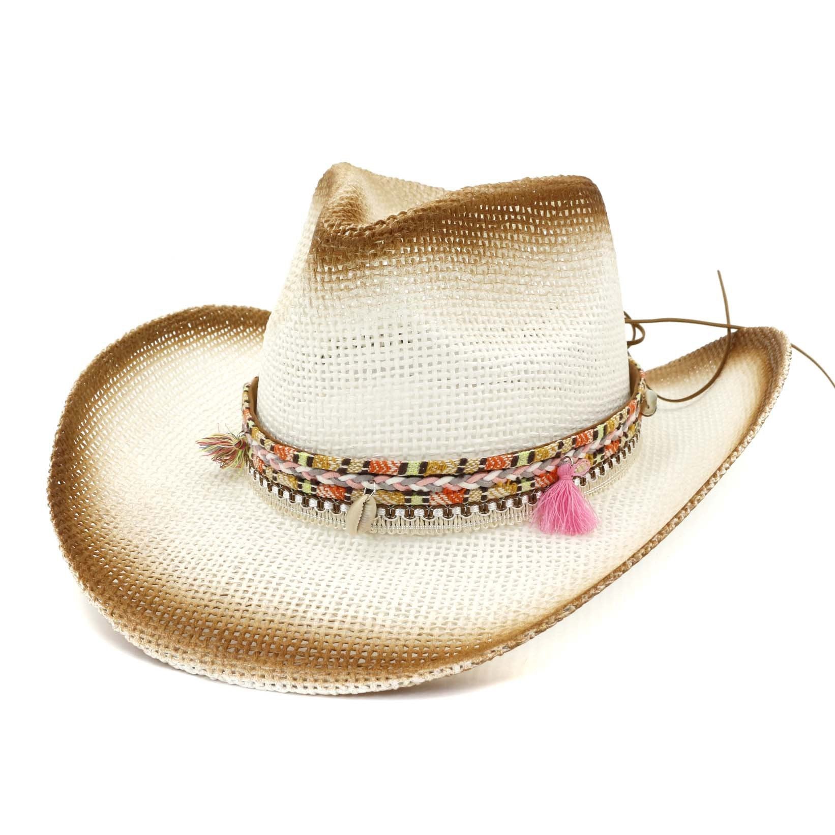 Brown Paper Straw Cowboy Hat-Hats-Innovato Design-Khaki-Innovato Design