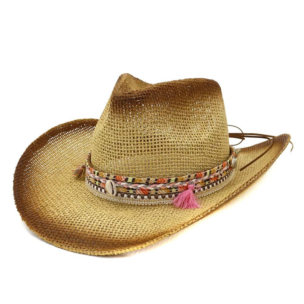 Brown Paper Straw Cowboy Hat-Hats-Innovato Design-Khaki-Innovato Design