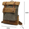Brown/Green Canvas Waxed Leather 20 Litre Backpack - InnovatoDesign