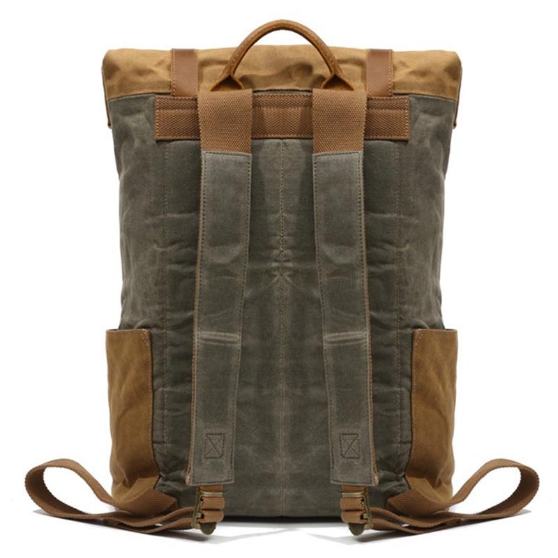 Brown/Green Canvas Waxed Leather 20 Liter Backpack-Canvas and Leather Backpack-Innovato Design-Innovato Design