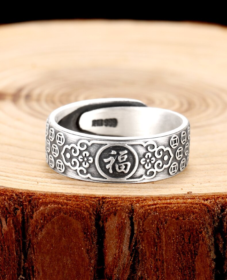 Blessing Happiness 999 Genuine Silver Adjustable Wedding Ring-Rings-Innovato Design-Innovato Design