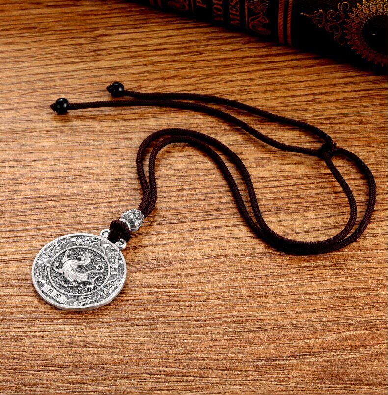 White Tiger God Beast 925 Sterling Silver Retro Biker Pendant Necklace-Necklaces-Innovato Design-Innovato Design