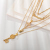 Multilayer Gold Chain Necklace with Pendant - Lock, Key and Cross - InnovatoDesign