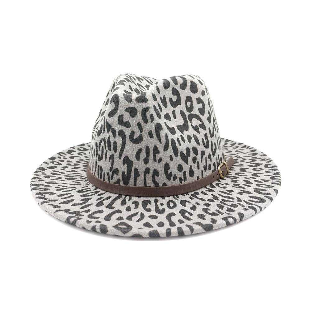 Vintage Leopard-printed Felt Panama Fedora Hat with Belt-Hats-Innovato Design-Camel-Innovato Design