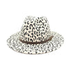 Vintage Leopard-printed Felt Panama Fedora Hat with Belt-Hats-Innovato Design-Camel-Innovato Design