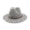 Vintage Leopard-printed Felt Panama Fedora Hat with Belt-Hats-Innovato Design-Gray-Innovato Design