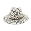 Vintage Leopard-printed Felt Panama Fedora Hat with Belt-Hats-Innovato Design-Beige-Innovato Design