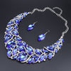 Large Crystal Necklace & Earrings Wedding Jewelry Set