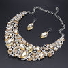 Large Crystal Necklace & Earrings Wedding Jewelry Set