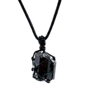 Macrame Rope Wrapped Tourmaline Stone Necklace Weave-Necklaces-Innovato Design-Innovato Design