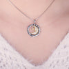 Two-Tone Gold and Silver Engraved Moon and Star Pendant Necklace - InnovatoDesign