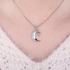 925 Sterling Silver Crescent Moon and Heart Crystal Pendant Necklace - InnovatoDesign