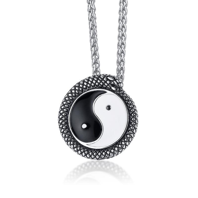 Tai Chi Yin Yang Silver Black Stainless-Steel Necklace-Necklaces-Innovato Design-Innovato Design