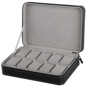 10 Slots Black Portable Travel Watch and Jewelry Storage Box-Watch Box-Innovato Design-Innovato Design