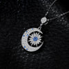 925 Sterling Silver Crystal Moon and Star Pendant Necklace - InnovatoDesign