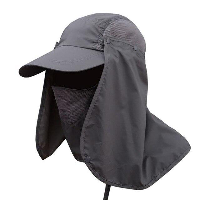 Wide Brim Breathable UV Protection Neck Face Flap Hat-Hats-Innovato Design-Dark Grey-Innovato Design