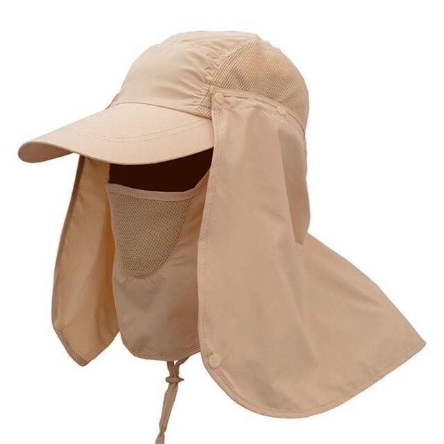 Wide Brim Breathable UV Protection Neck Face Flap Hat-Hats-Innovato Design-Khaki-Innovato Design
