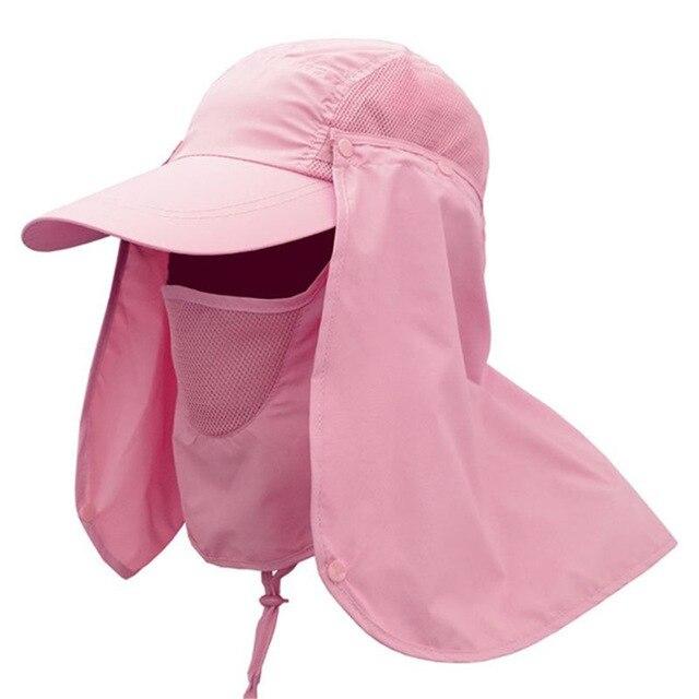Wide Brim Breathable UV Protection Neck Face Flap Hat-Hats-Innovato Design-Pink-Innovato Design